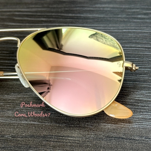 Ray Ban Aviator Copper Pink Flash Lenses RB3025 Gold Frame 58 / 62 Unisex New - Picture 5 of 16